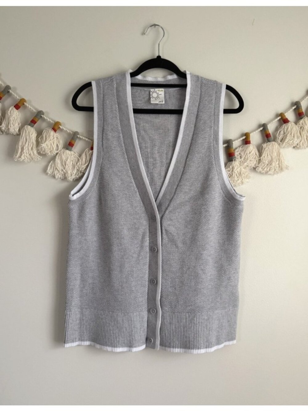 Aerie Offline Tennis Sweater Vest Cardigan Heather Gray Preppy Sporty Loungewear